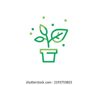 Plant Pot Vector Icon, Potted Plant Outline Icon. Linear Style Sign For Mobile Concept And Web Design. Plant In Pot Simple Line Vector Icon. Symbol, Logo Illustration