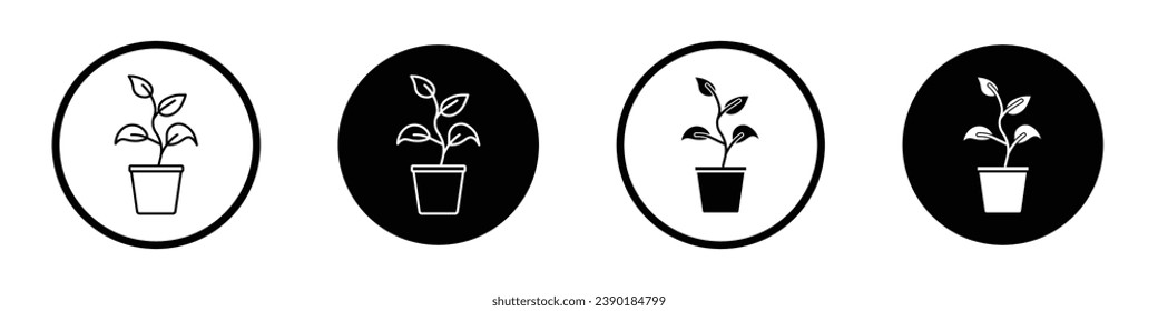 Plant Pot vector icon set. Houseplant flowerpot vector symbol suitable for apps and websites UI designs.