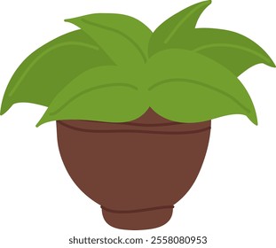 Plant In Pot Vector Illustration