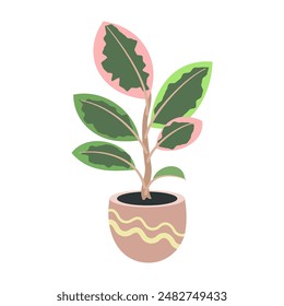 Plant in pot vector illustration. Cartoon flat different indoor potted decorative houseplants for interior home or office decoration, green garden floral collection icons isolated on white