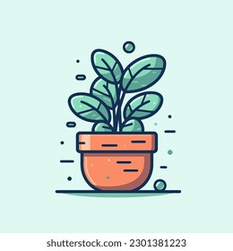 A plant in a pot Vector illustration in a flat style