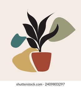 Plant in a pot. Vector illustration in flat design style.