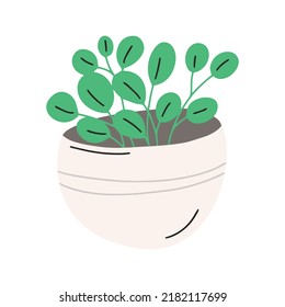 Plantar olla. Ilustración vectorial de una flor en una olla