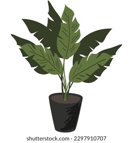 Plant in pot vector for interior design icon