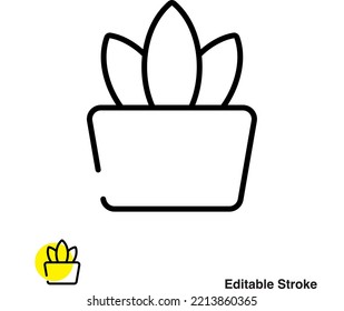 Plant Pot Vector Line Icon Eps