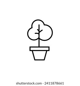 Planta en icono de línea de vectores para aplicaciones, sitios, diseño