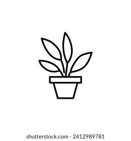 Plant in Pot Vector Outline Icon For Design, Infographics, Apps 