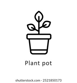  Ilustración de estilo de icono de contorno de Vector de maceta de planta. Símbolo sobre fondo blanco EPS 10 Archivo