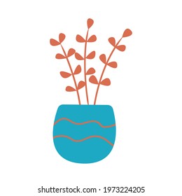 Plant in poti domestic life element. Flat vector illustration. isolated on a white
