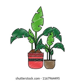 Plant pots isolated scribble