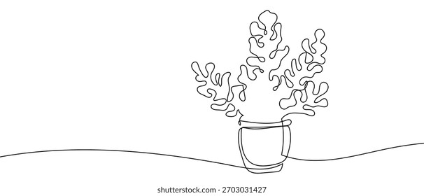Plant pots in one continuous line Dynamic single line draw design vector illustration