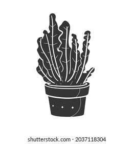Plant Potted Icon Silhouette Illustration. Nature Vector Graphic Pictogram Symbol Clip Art. Doodle Sketch Black Sign.
