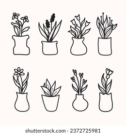 plant potted line art collection