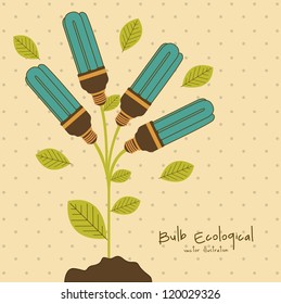 Plant producing energy saving bulbs, vector illustration