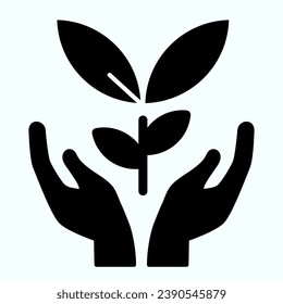 Plant protection solid icon. Ecology save vector illustration isolated on white. Electric save glyph style design, designed for web and app. Eps 10