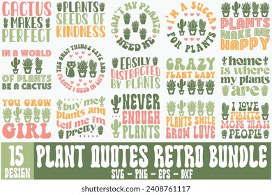 Plant quotes retro bundle vector retro t shirt 