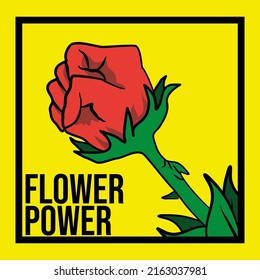 plant with red fist shaped flower suitable for flower power illustration