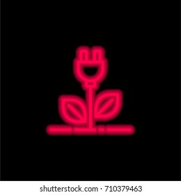 Plant red glowing neon ui ux icon. Glowing sign logo vector