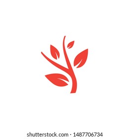 Plant Red Icon On White Background. Red Flat Style Vector Illustration.