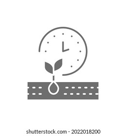 Plant ripening period, seed planting, agriculture grey icon.