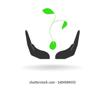Plant and root with green leaves look beautiful and refreshing. Tree and roots LOGO style. Save tree logo concept.