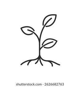 plant with root line icon vector element design template