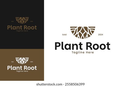 Plant root logo design template vector symbol illustration