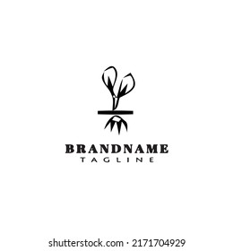 planta con logo raíz plantilla de diseño de icono de imagen vectorial moderna