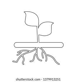 plant with roots icon. Element of Garden for mobile concept and web apps icon. Outline, thin line icon for website design and development, app development
