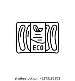 Plant sausages black line icon. Organic vegan product. Pictogram for web page