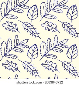 Plant seamless pattern with branches. Isolated on beige background vector illustration. Endless floral background.