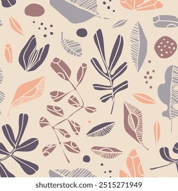 Plant seamless pattern. Floral silhouette design.