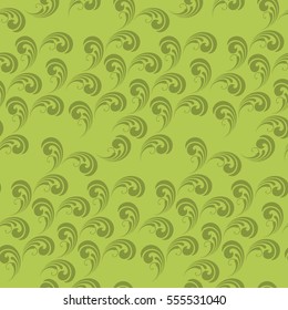 Plant seamless. Pattern with leaves and swirls.