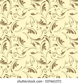 Plant seamless pattern. Sample for fabric and paper. Grass and curls. Creative decorative design.