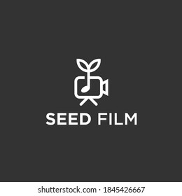plant seed film logo design vector illustration