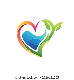 plant seed logo with heart symbol 