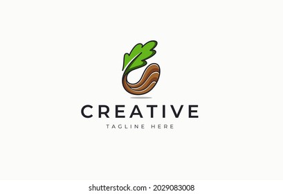 Plant seed logo, reforestation logo go green vector line art illustration