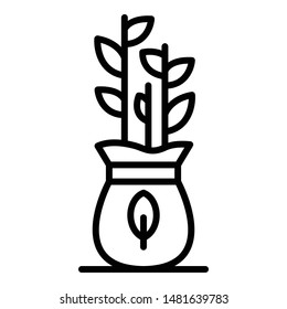 Plant seed sack icon. Outline plant seed sack vector icon for web design isolated on white background
