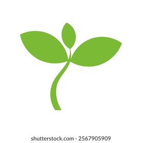 Plant seedling icon. Eco friendly symbol. Spring green plant icon isolated on white. Vector illustration.