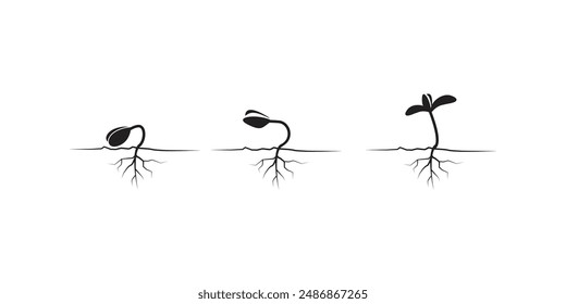 Plant seedling vector illustration. seedling icon. new growh icon. 