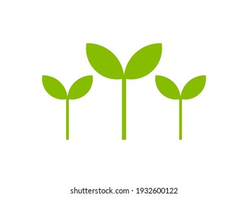 Plant seedlings icons. Spring green plants isolated on white. Vector illustration. - Shutterstock ID 1932600122