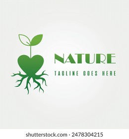 plant seeds, heart and roots in one form. Unique Minimalist Logo Design. Natural Logo Vector Art.