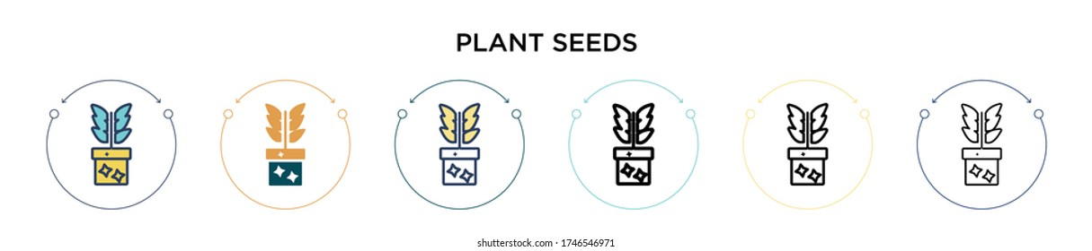Plant seeds icon in filled, thin line, outline and stroke style. Vector illustration of two colored and black plant seeds vector icons designs can be used for mobile, ui, web