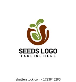 Plant Seeds Logo Concept Template Vector