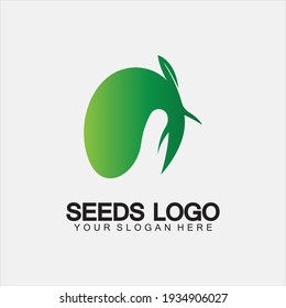 Plantilla de concepto de logotipo de semillas de plantas.logotipo de semilla de cultivo.plantilla de diseño de ilustración de logotipo de vector de crecimiento de semillas