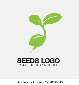 Plant Seeds Logo Concept Template Vector.growing seed logo.Seed grow Vector logo illustration design template