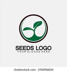 Plant Seeds Logo Concept Template Vector.growing seed logo.Seed grow Vector logo illustration design template
