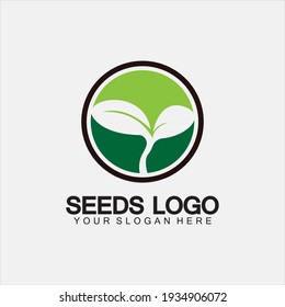 Plant Seeds Logo Concept Template Vector.growing seed logo.Seed grow Vector logo illustration design template