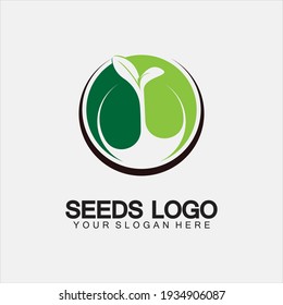 Plant Seeds Logo Concept Template Vector.growing seed logo.Seed grow Vector logo illustration design template