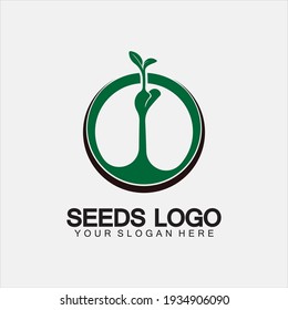 Plant Seeds Logo Concept Template Vector.growing seed logo.Seed grow Vector logo illustration design template